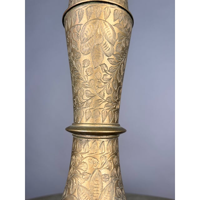 1950s 1950s Moroccan Etched Brass Floor Lamp With Tray Table For Sale - Image 5 of 10