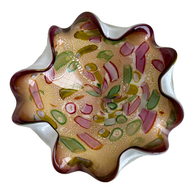 Vintage Mid-Century Modern Murano Art Glass Bowl, Dino Martens For Sale