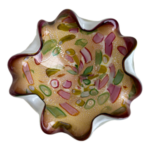 Vintage Mid-Century Modern Murano Art Glass Bowl, Dino Martens