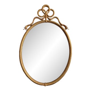Vintage Carvers' Guild Rope & Tassel Bow Oval Wall Mirror For Sale