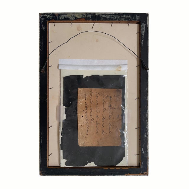 19th Century Antique European Reverse Painting on Glass Child Lamb St John the Baptist Catholic Religious Folk Art Devotional Gift Nursery Decor For Sale - Image 5 of 6