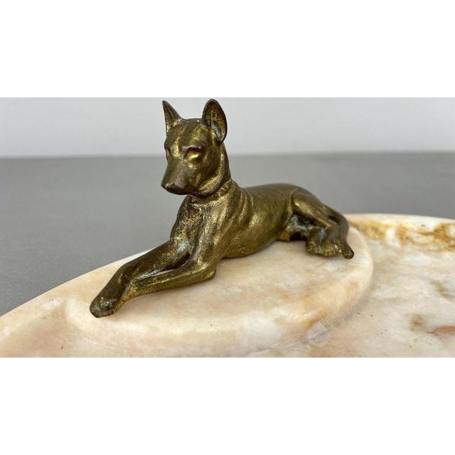 Antique French Marble and Brass Dog Display Tray For Sale - Image 5 of 14
