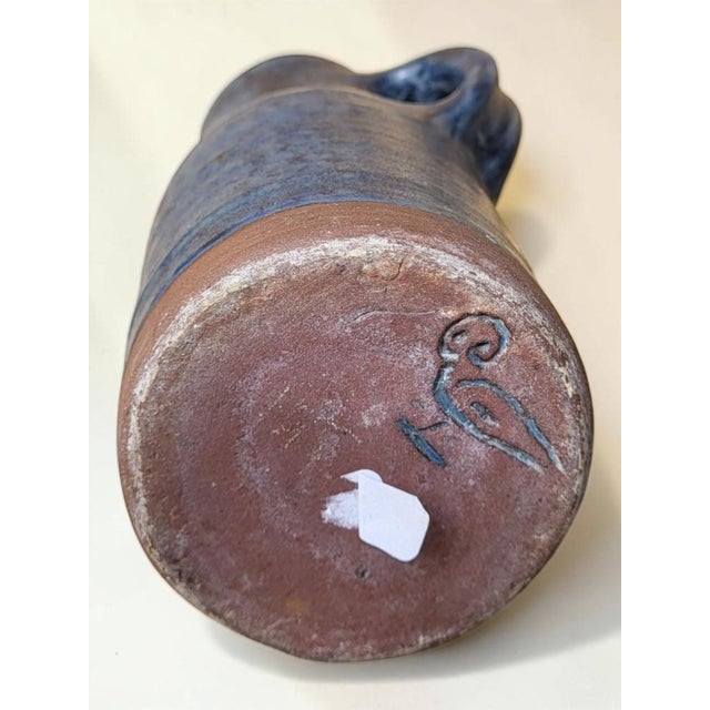 Blue Stoneware Pitcher from J&N Pierlot Ratilly, 1960s For Sale - Image 8 of 10