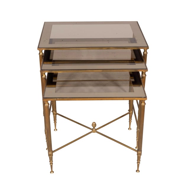 1960s Nesting Vintage Brass Tables - Set of 3 For Sale - Image 5 of 12