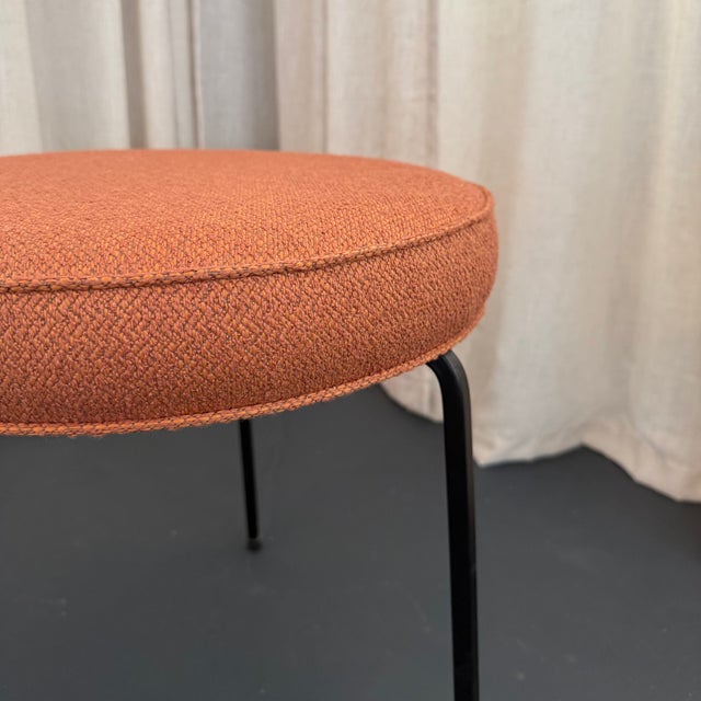 Mid-Century Modern Mid-Century Modern Round Upholstered Vanity Stool For Sale - Image 3 of 6