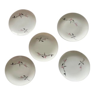 Vintage Cherry Blossom Bread & Butter Plates Sakura Fine China 1067, Made in Japan- Set of 5 For Sale