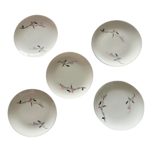 Vintage Cherry Blossom Bread & Butter Plates Sakura Fine China 1067, Made in Japan- Set of 5