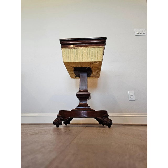 Antique English William IV Period Mahogany Inlaid Chessboard Top Sewing Stand For Sale - Image 10 of 13