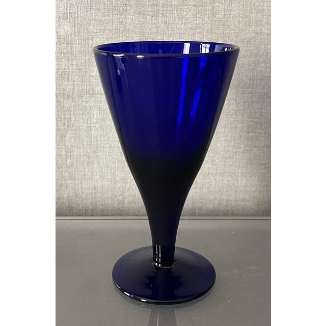 Antique Early 19th Century English George III Blue Cobalt Wine Glasses - Set of 4 For Sale - Image 4 of 18
