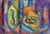 Dynamic, mid century multi colored abstract by Erle Loran (American, 1905-1999). Depicts a group of hunters and their...