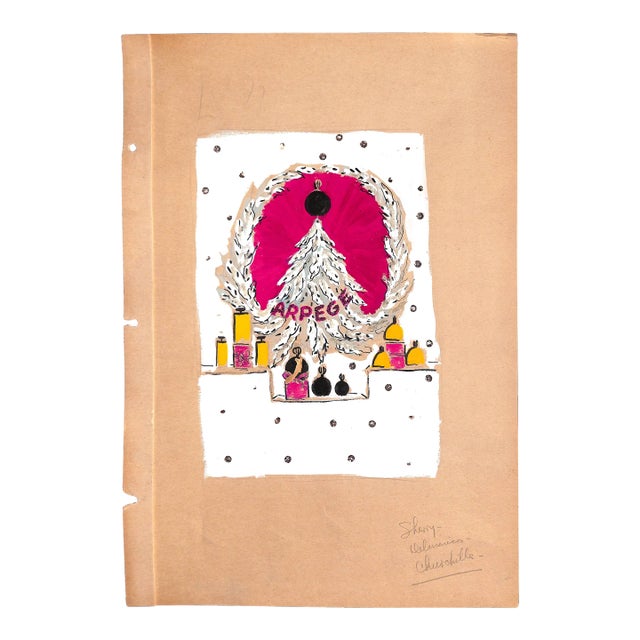 Lanvin Paris Arpege Perfume Christmas Tree C1950s Artwork For Sale