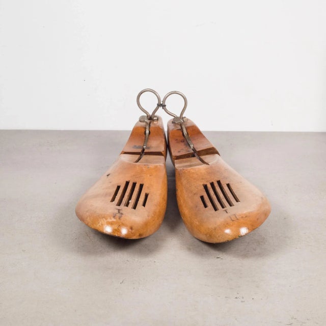 Antique Wooden Shoe Forms With Metal Handles C.1920 For Sale - Image 4 of 7