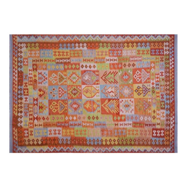 Vintage Afghan Hand Made Wool Maimana Kilim,6'8"x9'10" For Sale