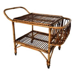 Vintage Bamboo Bar Trolley, Italy, 1950s For Sale