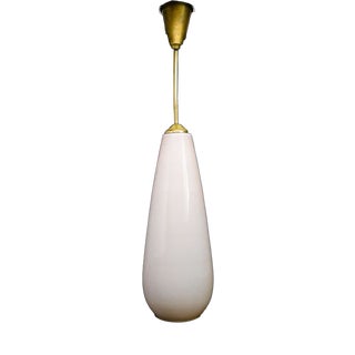 Glass and Brass Pendant Lamp, Poland, 1960s For Sale