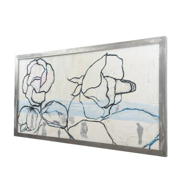 Contemporary Signed Robert Bery Oil on Canvas Rectangle Painting Titled" Guns and Roses" For Sale - Image 3 of 11