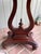 Wood Vintage Lyre Base End Tables - Pair of Carved Mahogany Tone Harp Side Tables For Sale - Image 7 of 11
