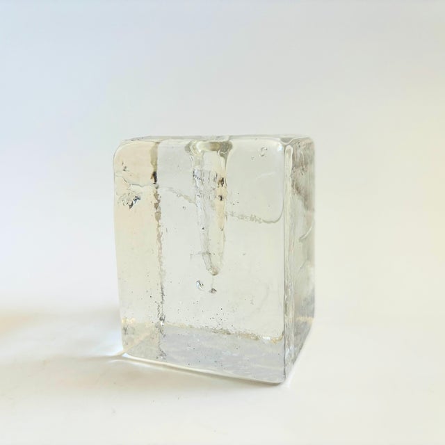 Mid-Century Modern Glass Block Candle Holder For Sale - Image 3 of 10