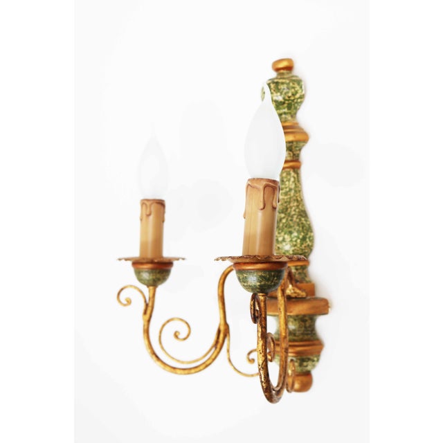 Hollywood Regency Florentine Hollywood Regency 2-Light Wall Lamp, Italy, 1970s For Sale - Image 3 of 7