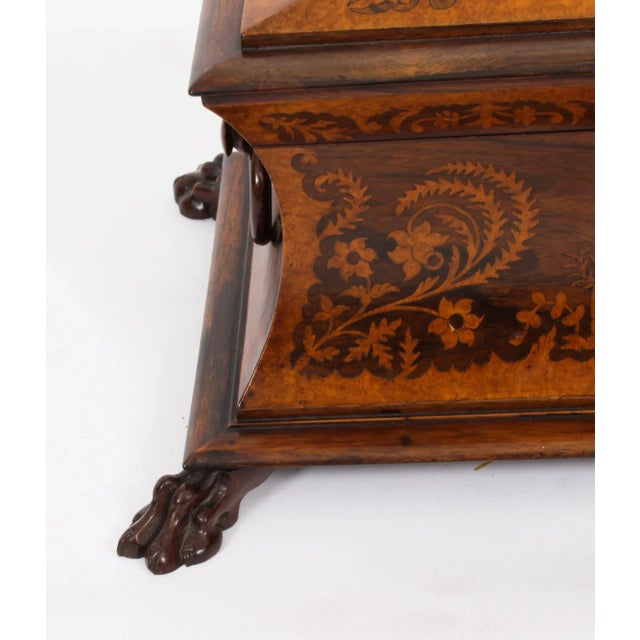 19th Century George IV Gonçalo Alves & Amboyna Marquetry Tea Caddy, 1825 For Sale - Image 5 of 18