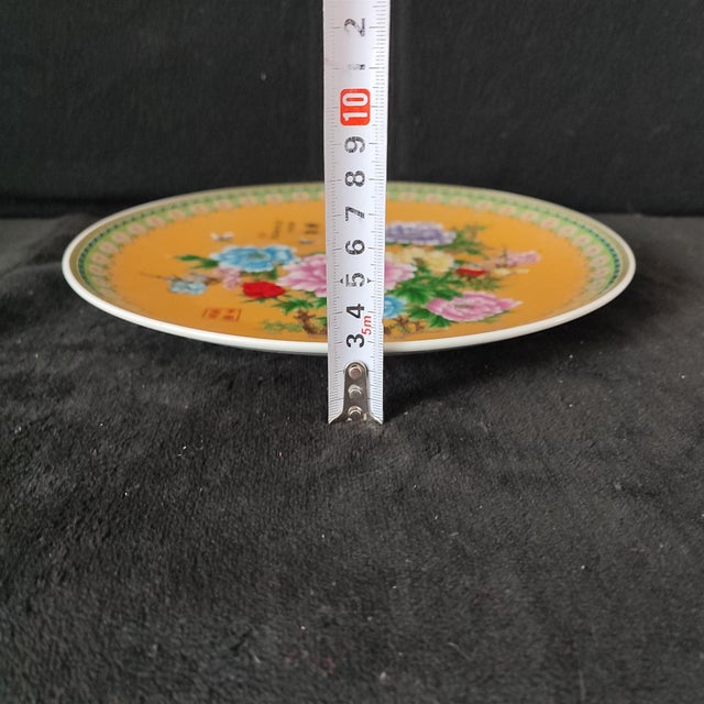 Chinese Ceramic Plate,Famille Rose Porcelain Plate Hand Painted Peony Flowers Pattern For Sale - Image 9 of 10