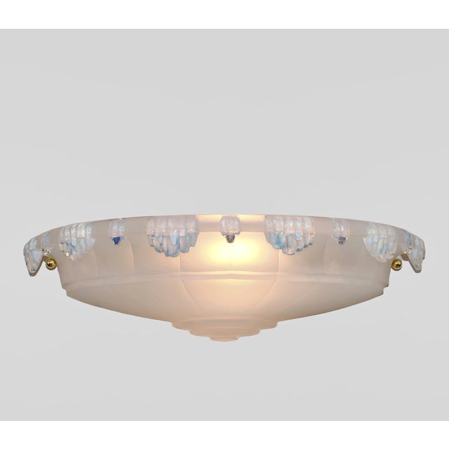 Art Deco French Art Deco Opalescent Glass Large Art Deco Wall Sconces by Vandamme & Ezan 1930s - A Pair For Sale - Image 3 of 13