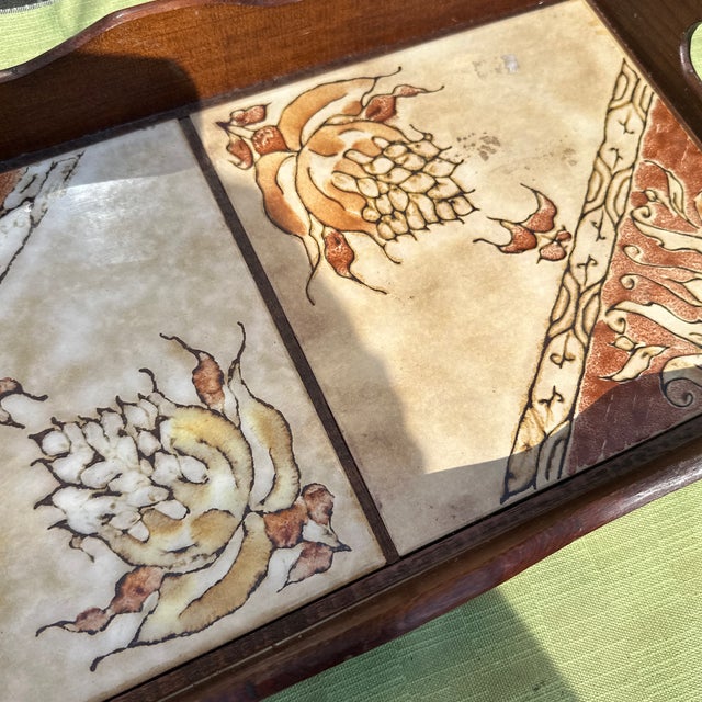 Wood 1970s Wooden and Tile Italian Style Decorative Tray For Sale - Image 7 of 10