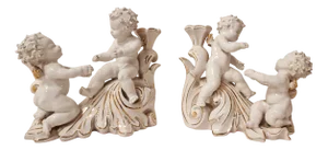 Porcelain Cherub Candleholders from Liani, 1950s, Set of 2
