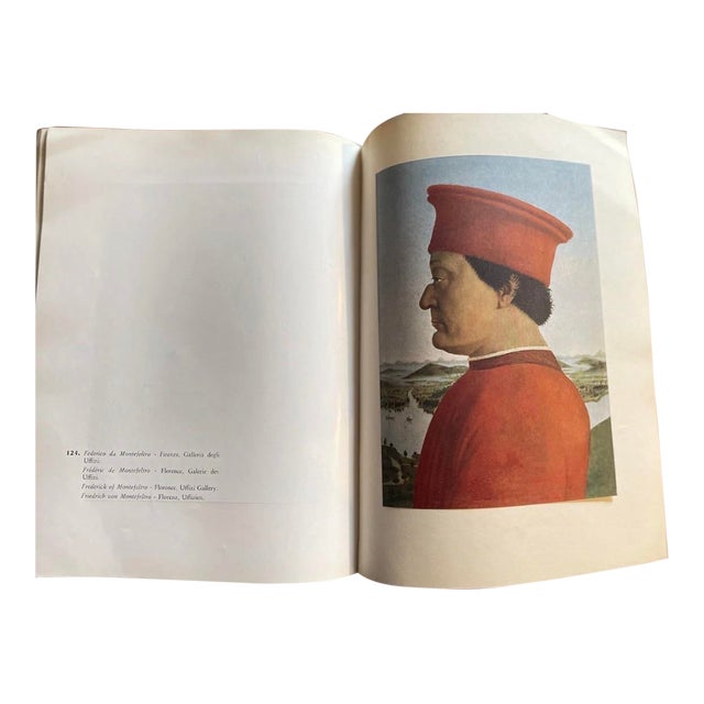 Vintage Italian Art Book - Piero Della Francesca Pompeo Borra - Red Cloth Coffee Table Book For Sale