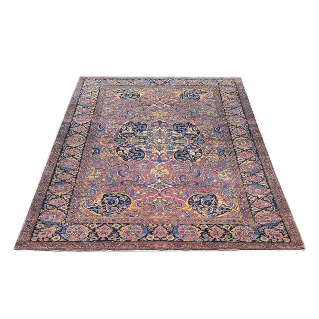 The interwar, finely woven curvilinear scatters and room sizes woven in the Persian capital city. Medallion, allover and...