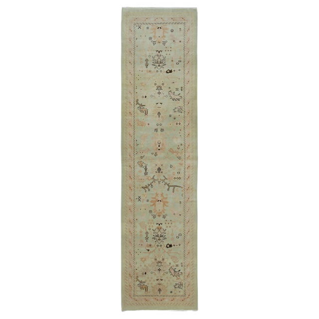Vintage Hand-Knotted Oushak Runner Rug, 2000s For Sale