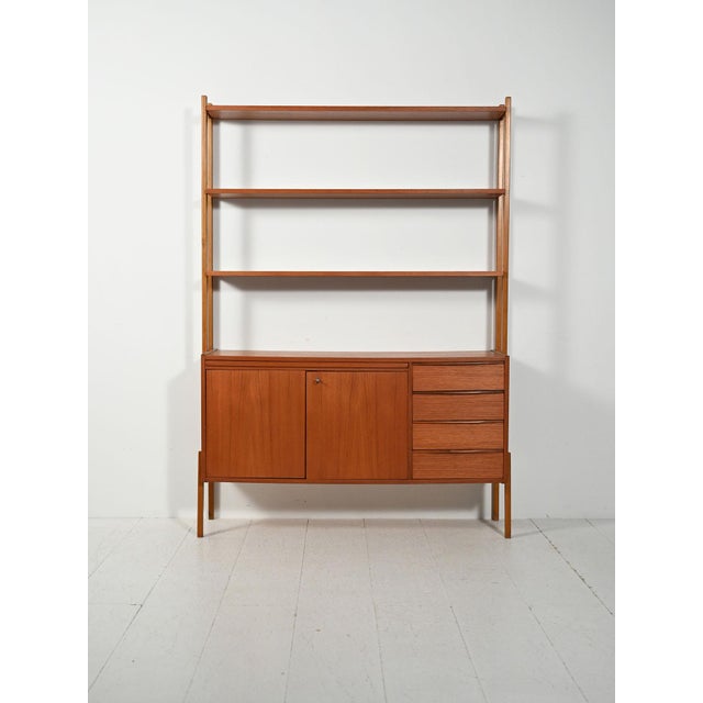 Scandinavian Teak Bookcase with Pull-Out Desk, 1950s For Sale - Image 12 of 12
