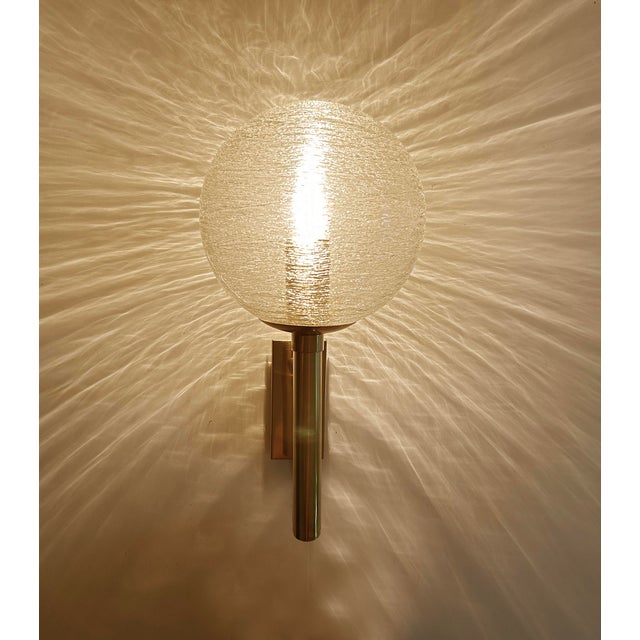 Vintage Brutalist Glass Sconces from Doria Leuchten, Germany, Set of 2 For Sale - Image 6 of 17