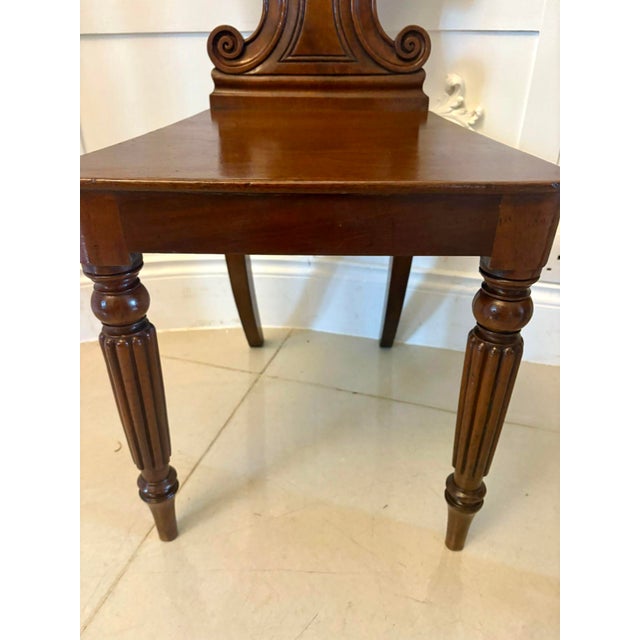 Antique Regency Carved Figured Mahogany Hall Chairs, 1830s, Set of 2 For Sale - Image 11 of 15