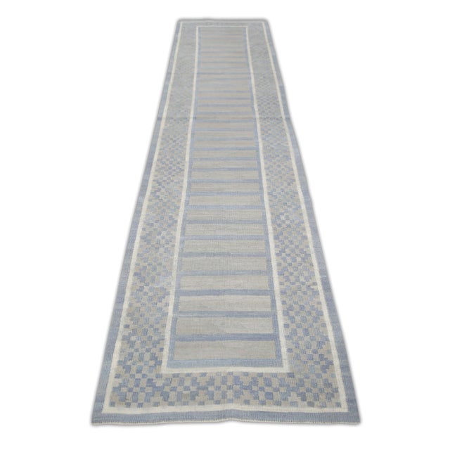Handmade Modern Kilim Runner 3' X 12'4" For Sale In Houston - Image 6 of 7