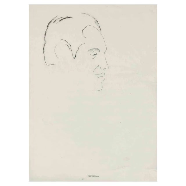 Flor David, Portrait, Drawing, Mid 20th Century For Sale