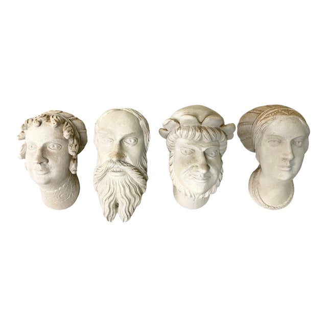 Vintage Plaster Reproductions of 4 Heads From the Wawel Collection, Poland - Set of 4 For Sale