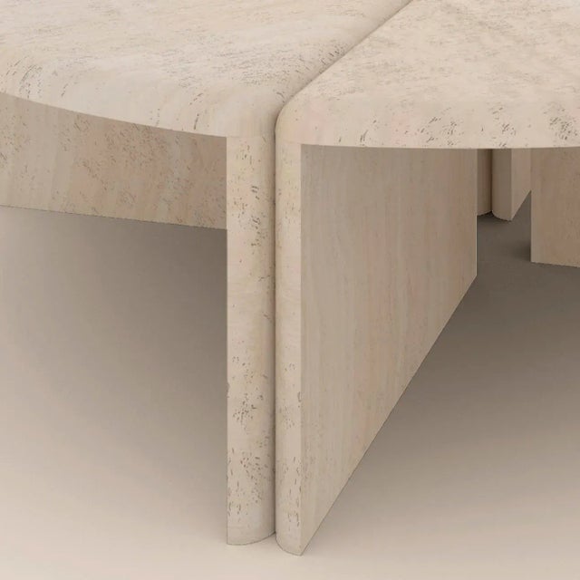 Lily Round Coffee Table in Honed Unfilled Navona Travertine by Fred&Juul For Sale - Image 4 of 5