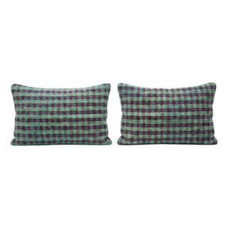 Turkish Wool Lumbar Kilim Pillow Cover 16'' X 24'' - Set of Two For Sale