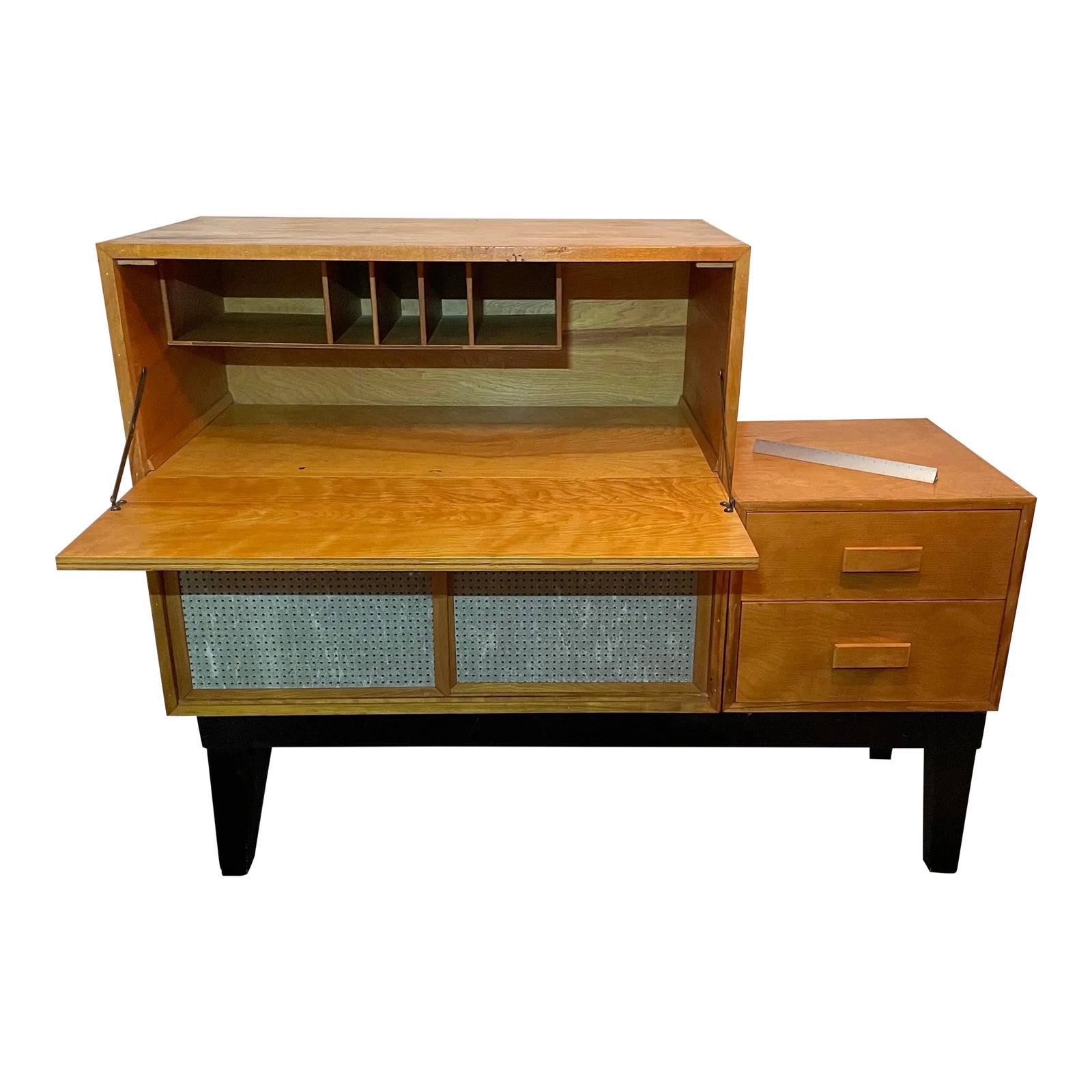 1940s Sanded Plywood Custom Writing Desk | Chairish