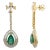 Statement Diamond Natural Emerald Dangle Drop Earrings 14k Solid Yellow Gold- 2 Pieces For Sale