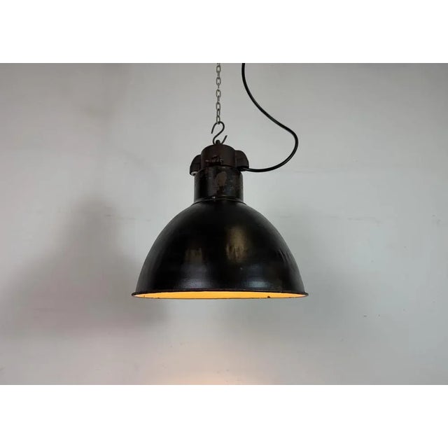 Industrial Bauhaus Black Enamel Pendant Light from Elektrosvit, 1930s For Sale - Image 16 of 18