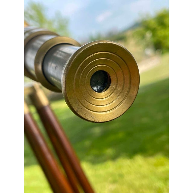 Vintage Fluted Wood and Brass Telescope For Sale - Image 11 of 18