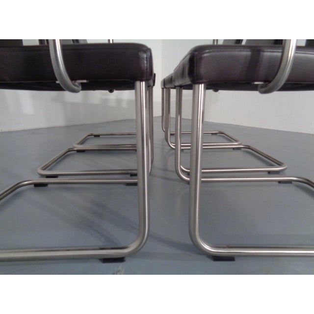 Leather Cantilever Dining Chairs by Karl Friedrich Förster for KFF, 1990s, Set of 6 For Sale - Image 12 of 18