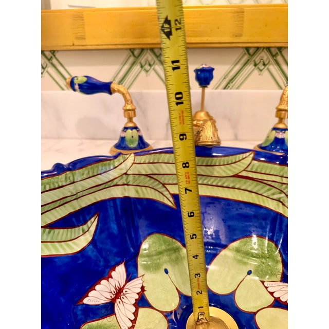 1970s Italian Hand Painted Sink For Sale - Image 5 of 7