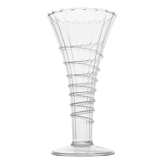 Miss Ruby Optic Bud Vase with Clear Swirl Rope For Sale
