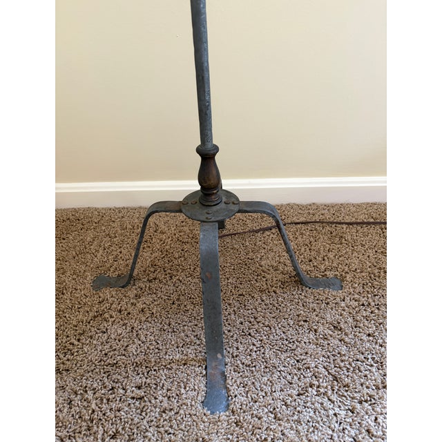 Early 20th Century Forged Iron Adjustable Colonial Floor Lamp For Sale - Image 9 of 14