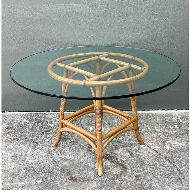 Vintage Bent Rattan Dining Table For Sale - Image 4 of 12