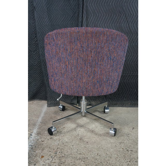 6 Mid-Century Modern Patrician Furniture Tufted Tweed Office Swivel Chairs MCM For Sale - Image 14 of 18
