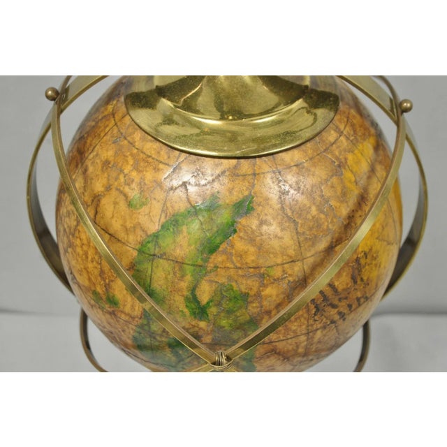 Vintage Italian Regency Style Brass & Wood Old World Globe Table Lamp by Hart For Sale - Image 14 of 18